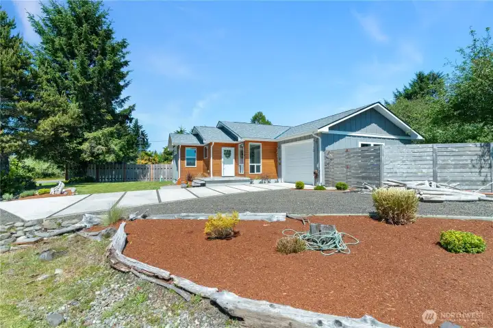 Lovely landscaping in front of home