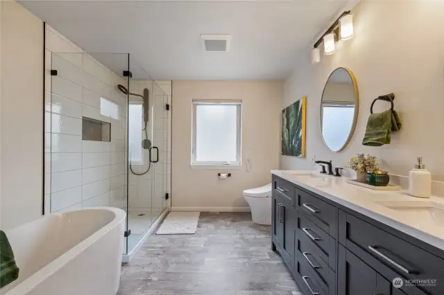 Completely remodeled primary bathroom