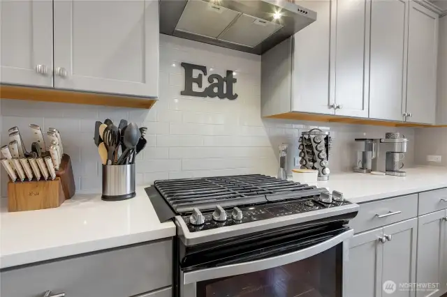 Kitchen has plenty of counter space.