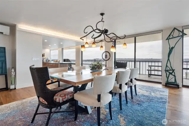 Formal dining rests between Kitchen and Living