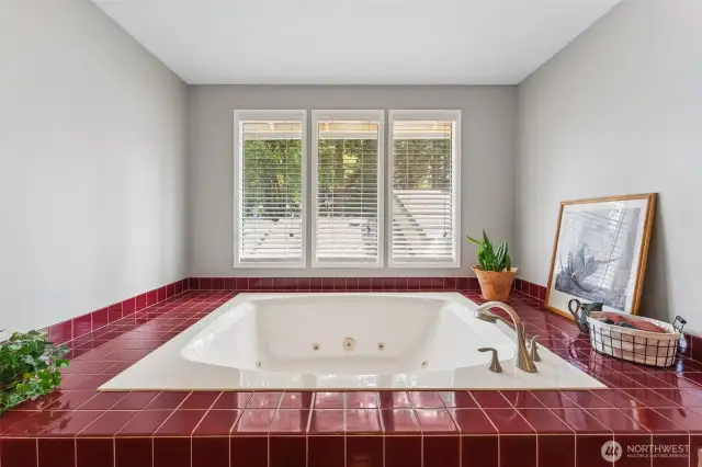 Spa day at home in this large jetted tub!
