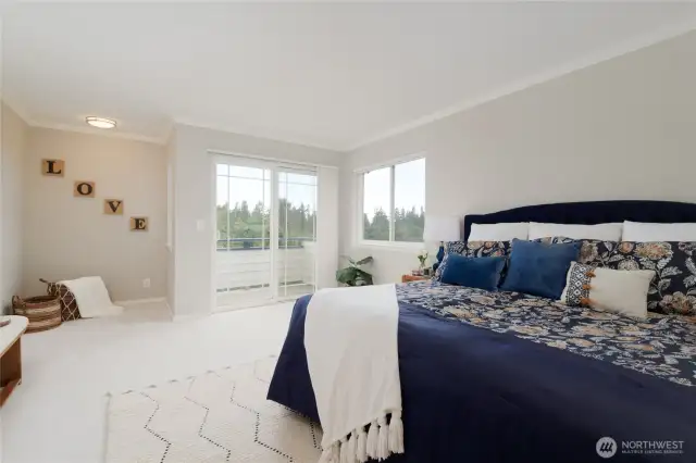 Wake up to peekaboo views of Puget Sound and the Olympic Mountains, bringing natural beauty right into your personal sanctuary. Step outside onto the private deck to enjoy fresh air, morning coffee, or quiet moments surrounded by tranquility. This luxurious retreat is thoughtfully designed to offer both privacy and inspiring scenery, making it the perfect place to unwind.