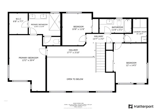 Second story with open walkway to first floor.