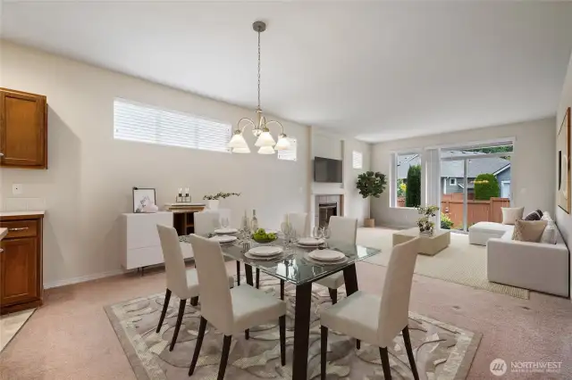 Virtually Staged Dining/Living Room