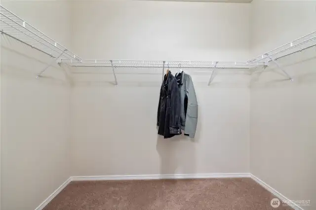 A generous walk-in closet in the primary.