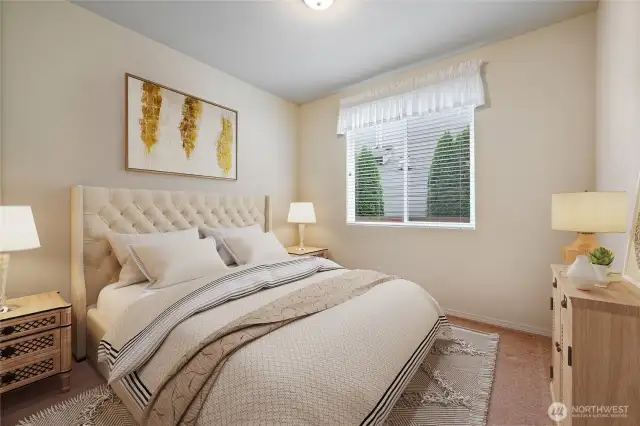 3rd bedroom - Virtually staged. Easily fits a queen size bed