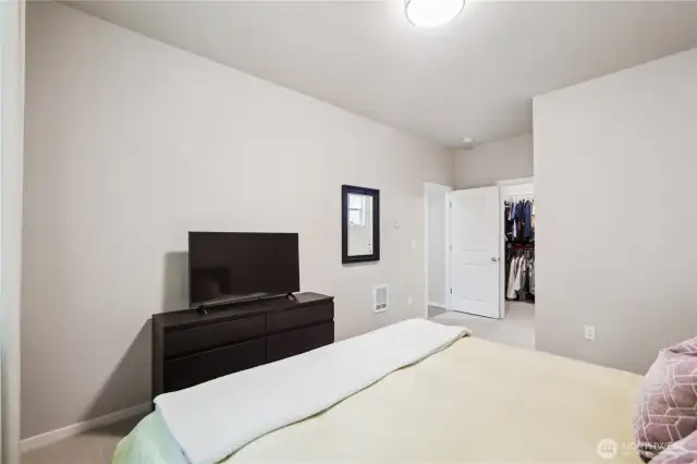 Walk in closet area is generous; wall heater in each bedroom has individual thermostat to customize temperature