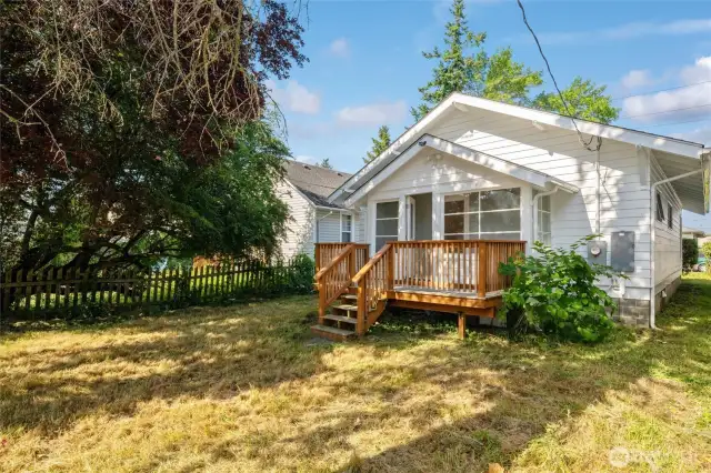 Nice level back yard with a lot of potential for extra parking