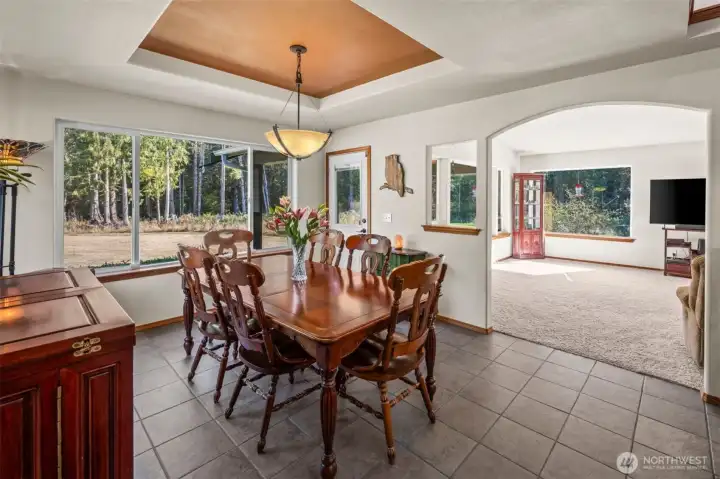 From the dining room, looking into the family room.