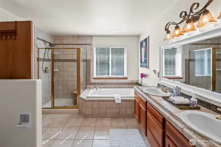 Stand up shower and jacuzzi tub too!