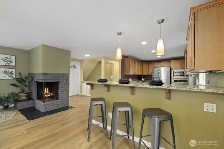 Looking to the front door from the door to the back deck.