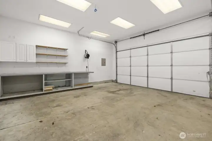 Workspace and storage in the garage.