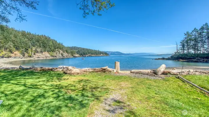 Community beach and private mooring buoy.