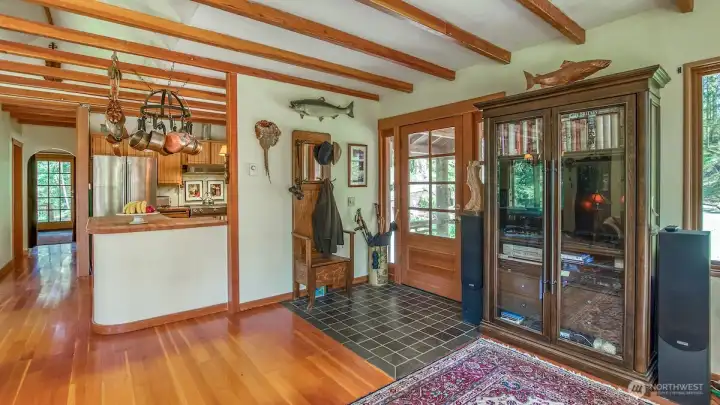 Slate at the main entry to the living area.