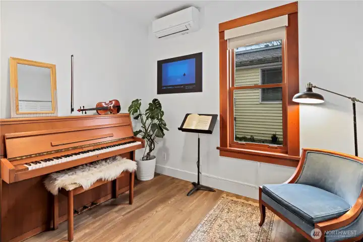 Second main floor bedroom - currently the music room!