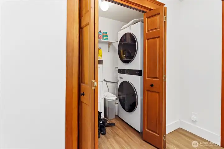 Laundry space is off the kitchen - lots of extra room on the other side of the closet