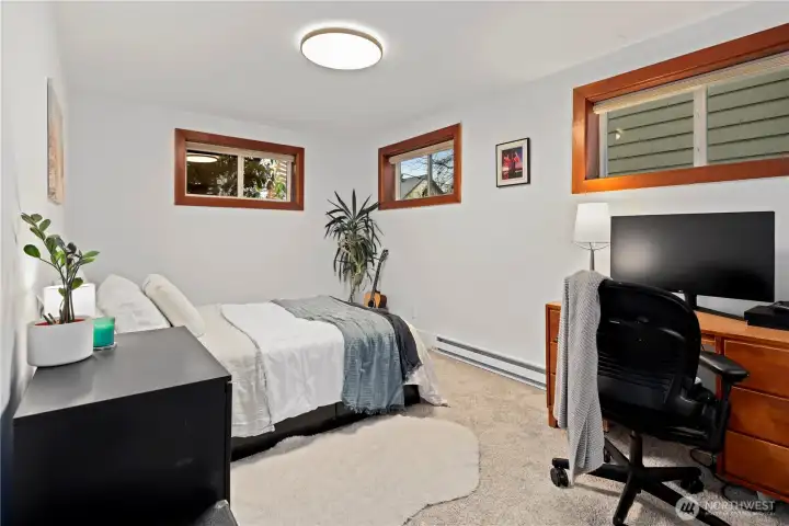 Downstairs in the lower level there's one bedroom