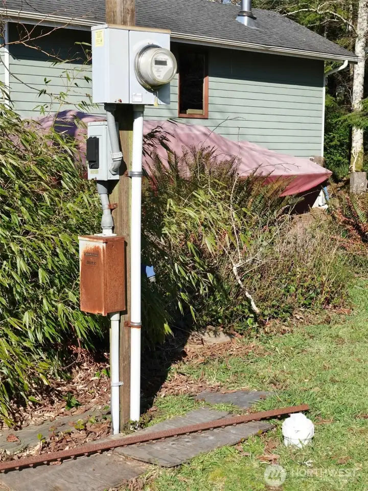 Water, power and sewer on the right/North side of the lot.