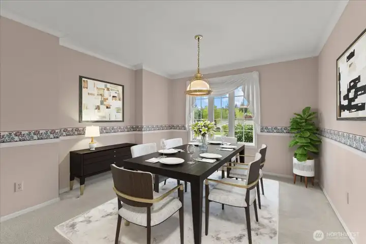 Dedicated dining space for formal gatherings-virtually staged
