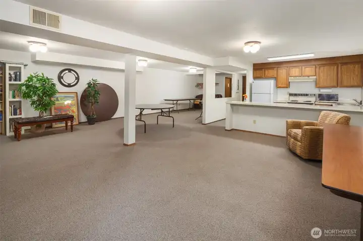 Shared recreation room with full kitchen.