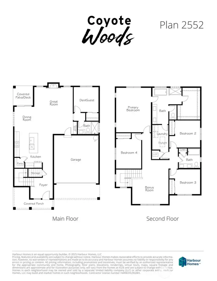 Plan 2552 Floorplan Layout - details may not be exact and no two homes are exactly alike.