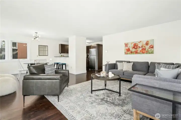 Spacious, open layout with fresh paint and easy-care laminate flooring.