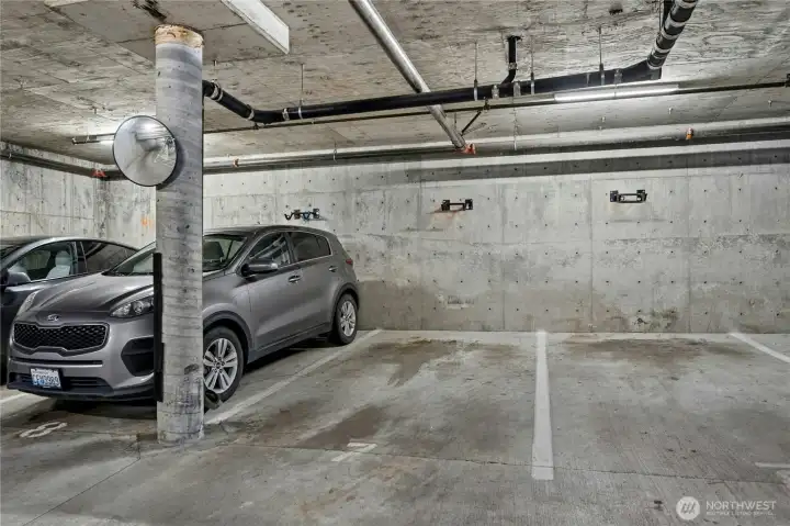 bike rack in the secure garage.