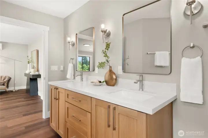 Primary bathroom with view of primary bedroom Primary bathroom with view of primary bedroom