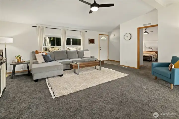 Primary suite on one side of the house with two guest bedrooms on the other side. Primary suite on one side of the house with two guest bedrooms on the other side.