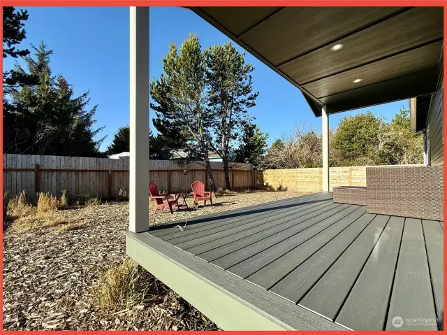 Covered back deck. Trex decking.