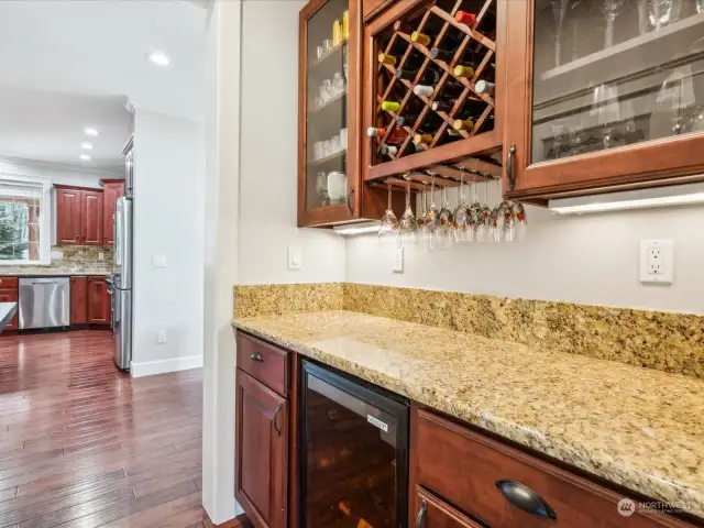 This butler's pantry/beverage bar provides ample storage.