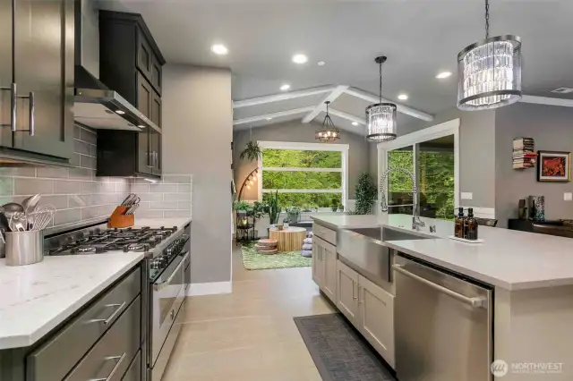 Spacious kitchen with island.