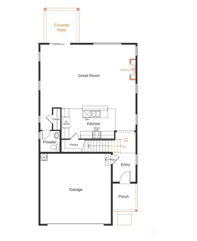 Main floor with covered patio