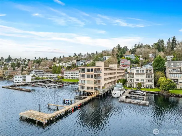 Birds eye view of The Pier at Leschi.