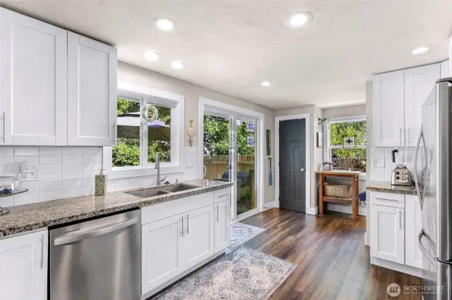Pantry closet next to the sliding glass door.