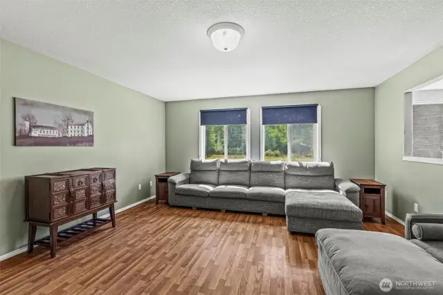 Living Room with pass through window to Kitchen
