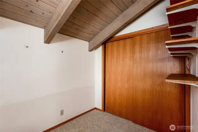 Closet off office area, with attic access