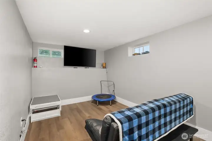 Bonus room on lower level is very large