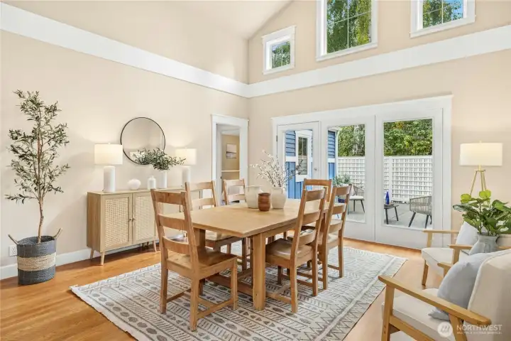 Clerestory windows and impressive vaulted ceilings bring southern light into the home and main living spaces. The entire home is heated and cooled by an updated ducted heat pump system.