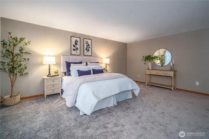 There’s plenty of space for large furniture or a cozy seating area.