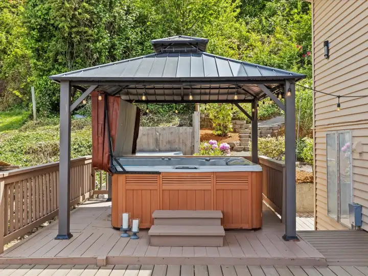 Home just in time to relax in your Jacuzzi.