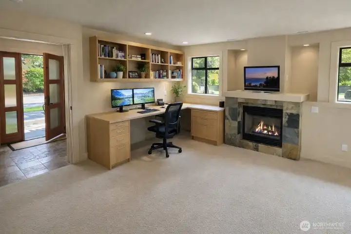 Virtually staged work corner in downstairs bedroom - make your spaces work double time for you!!