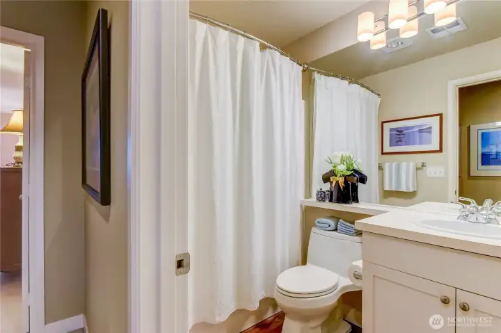 Hall bath tub/shower combo