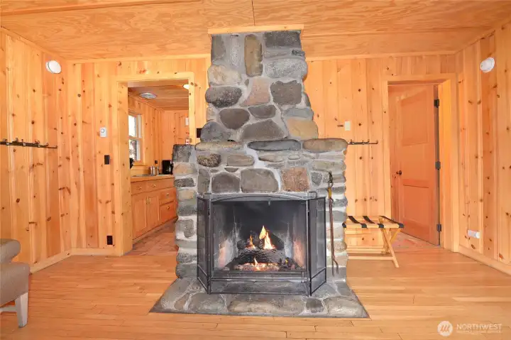 Beautiful stone fireplace