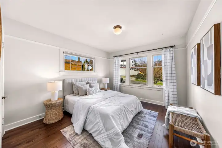 One of the two nice sized  main bedrooms.