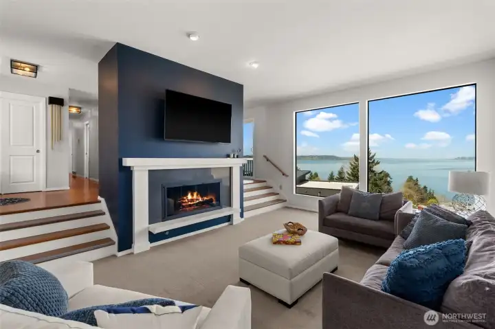 To the right of the front door, you'll find a sunk in living room