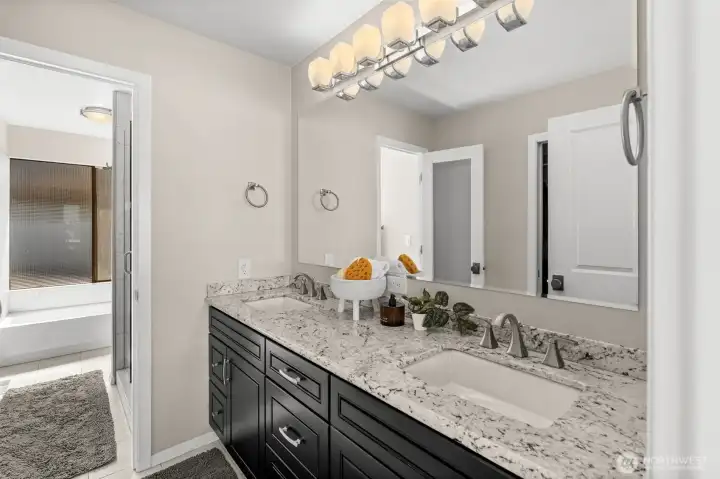 Updated bathroom with new faucet fixtures