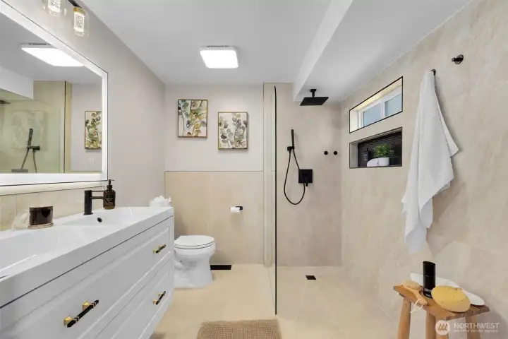 primary bath feels like a spa, offering a relaxing retreat at the end of each day