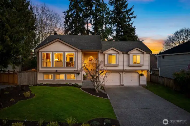 Spacious driveway with an oversized 2-car garage