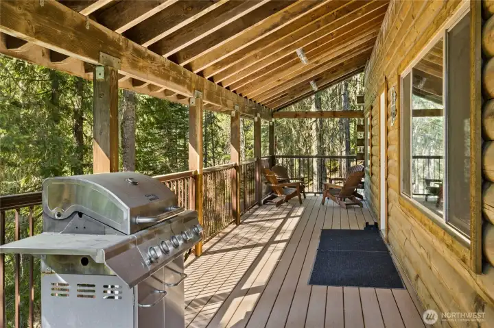 Enjoy the covered wrap around porch.